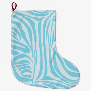 Blue Zebra Pattern Großer Weihnachtsstrumpf