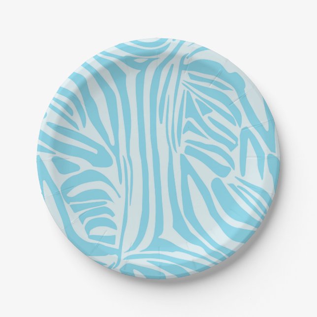 Blue Zebra Pattern Pappteller (Vorderseite)