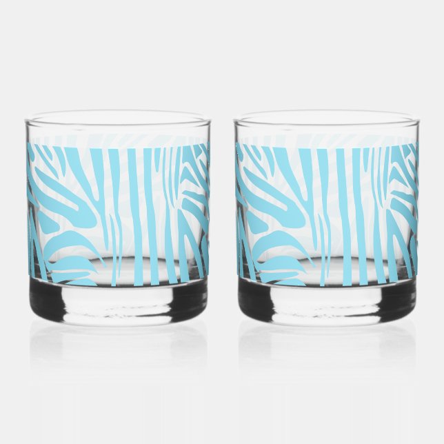 Blue Zebra Pattern Whiskyglas (Vorderseite)