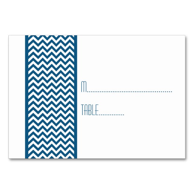 Blue Zickzack Border Escort Card Tischnummer (Vorderseite)