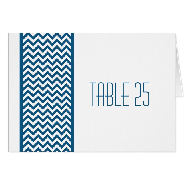 Blue Zickzack Border Tischnummer Card (Vorderseite (Horizontal))