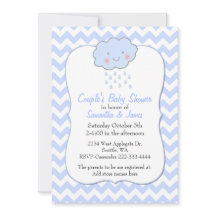 Blue Zickzack Couple's Baby Shower Einladung