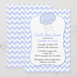 Blue Zickzack Couple's Baby Shower Einladung