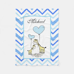 Blue Zickzack Giraffe Niedlich Mother Baby Fleecedecke