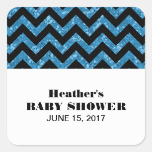 Blue Zickzack Glitzer Baby Shower Stickers