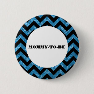 Blue Zickzack Glitzer Baby Showknopf Button