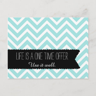 Blue Zickzack LIFE Zitat - Motivierend - Postkarte