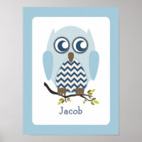 Blue + Zickzack Owl Personalisiertes Kinderzimmer 
