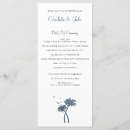 Blue Zickzack Palm Trees Beach Hochzeitsprogramme Programm