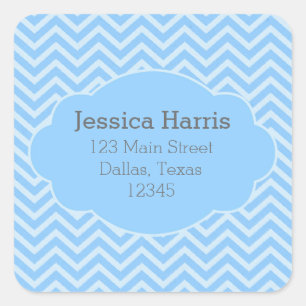 Blue Zickzack Paper Address Label Quadratischer Aufkleber