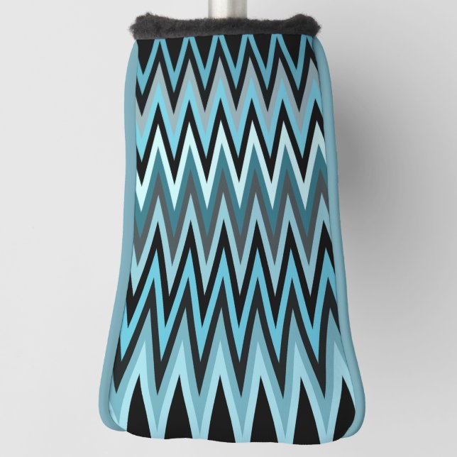 Blue Zickzack Pattern Golf Head Cover Headcover (Rotieren 90)