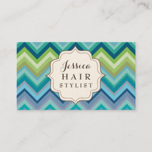 Blue Zickzack Pattern Hair Stylist Business Cards Terminkarte