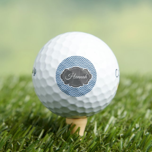 Blue Zickzack Personalisierte Golfbälle (Insitu T-Shirt)