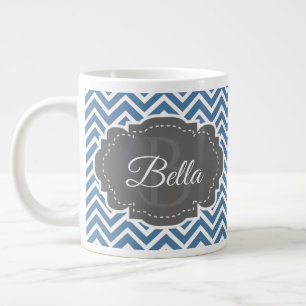 Blue Zickzack Personalize Giant Coffee Tasse