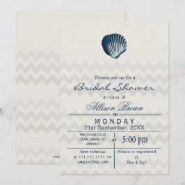 Blue Zickzack Seashell Beach Brautparty lädt ein Einladung