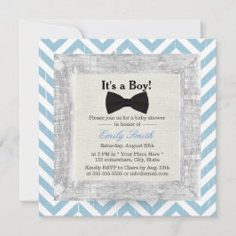 Blue Zickzack Stripes Bow Krawatte Boy Baby Dusche Einladung