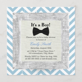 Blue Zickzack Stripes Bow Krawatte Boy Baby Dusche Einladung