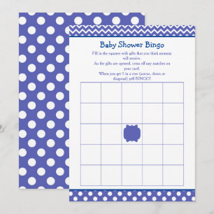 Blue Zickzack und Polka Dot Baby Showdusche Bingo Einladung