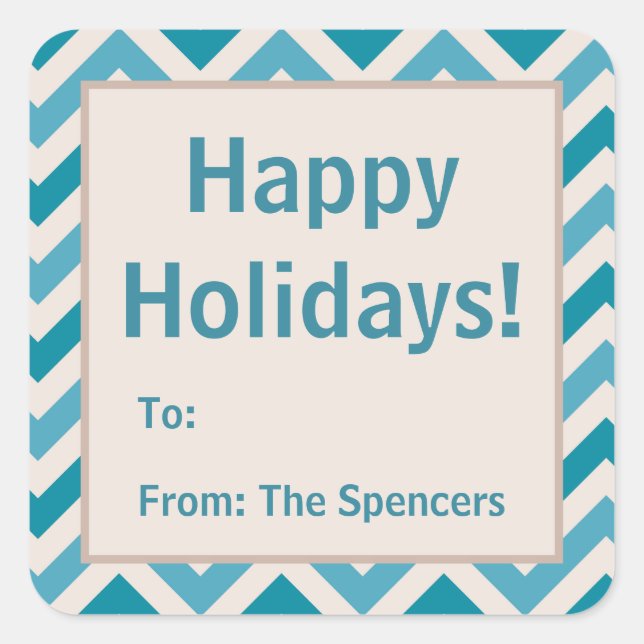 Blue Zickzack Weihnachtsgeschenke Tag Stickers (Vorderseite)