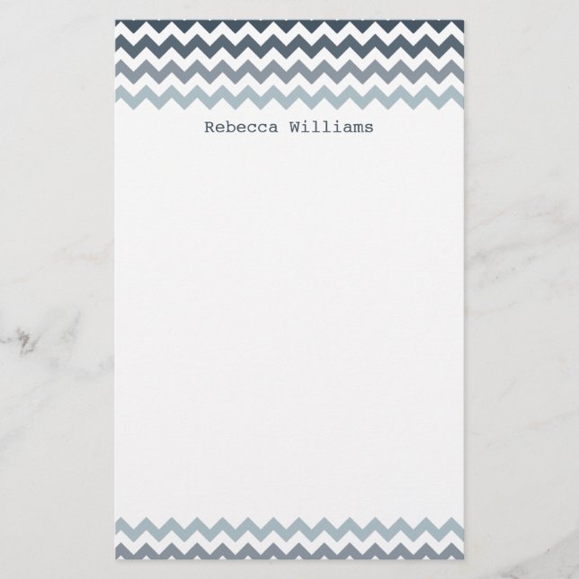Blue Zickzack Zigzags Pattern Stationery Briefpapier (Vorderseite)