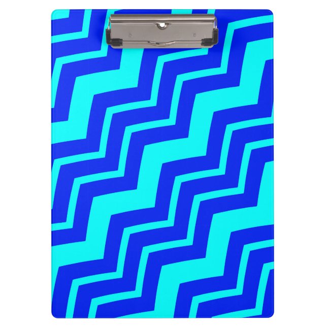 Blue Zig Zag Zickzack Muster Klemmbrett (Vorderseite)