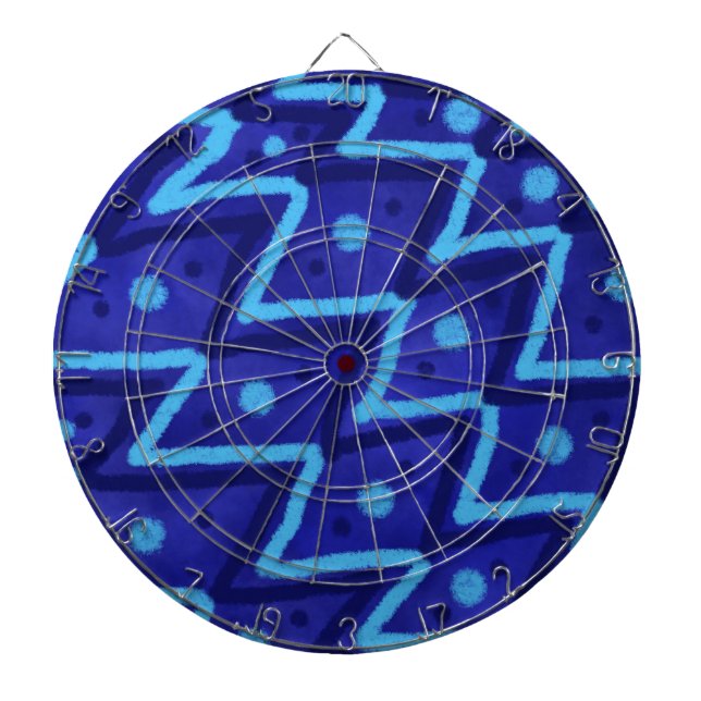 Blue Zig Zags Dots Funky Pattern  Dartscheibe (vorne)