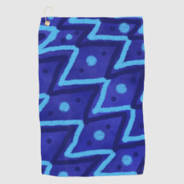 Blue Zig Zags Dots Funky Pattern Golfhandtuch