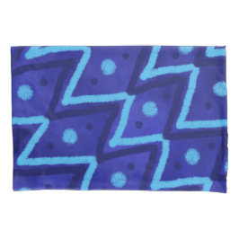 Blue Zig Zags Dots Funky Pattern Kissenbezug