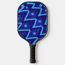Blue Zig Zags Dots Funky Pattern Pickleball Schläger