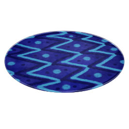 Blue Zig Zags Dots Funky Pattern Schneidebrett