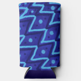 Blue Zig Zags Dots Funky Pattern  Selters Dosenkühler
