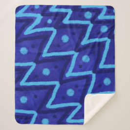 Blue Zig Zags Dots Funky Pattern Sherpadecke