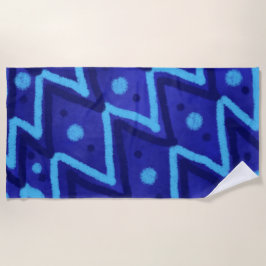 Blue Zig Zags Dots Funky Pattern Strandtuch
