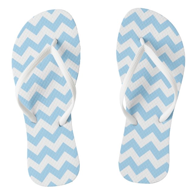 Blue Zigzag, Blue Zickzack, geometrisches Muster Flip Flops (Fußbett)