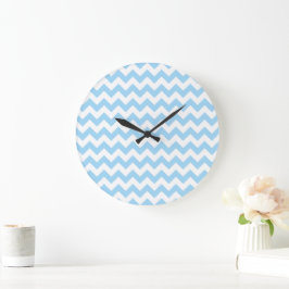 Blue Zigzag, Blue Zickzack, geometrisches Muster Große Wanduhr