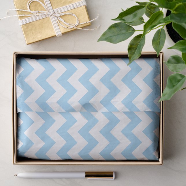 Blue Zigzag, Blue Zickzack, geometrisches Muster Seidenpapier (Geschenk)