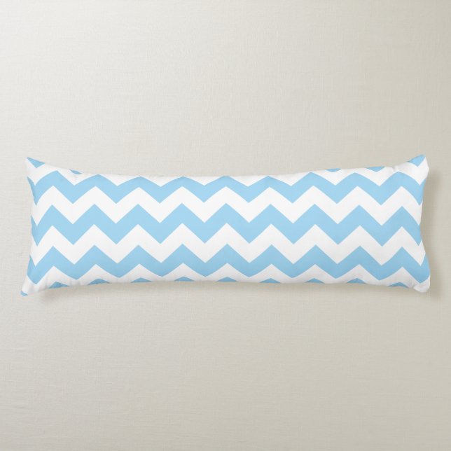Blue Zigzag, Blue Zickzack, geometrisches Muster Seitenschläferkissen (Vorderseite)