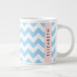 Blue Zigzag, Blue Zickzack, Wave Pattern, Ihr Name Jumbo-Tasse