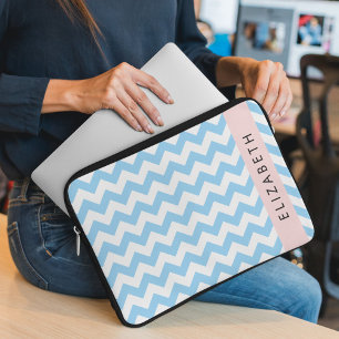 Blue Zigzag, Blue Zickzack, Wave Pattern, Ihr Name Laptopschutzhülle