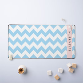 Blue Zigzag, Blue Zickzack, Wave Pattern, Ihr Name Schreibtischunterlage