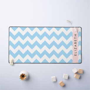 Blue Zigzag, Blue Zickzack, Wave Pattern, Ihr Name Schreibtischunterlage
