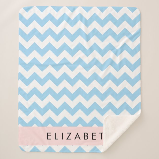 Blue Zigzag, Blue Zickzack, Wave Pattern, Ihr Name Sherpadecke (Vorderseite)