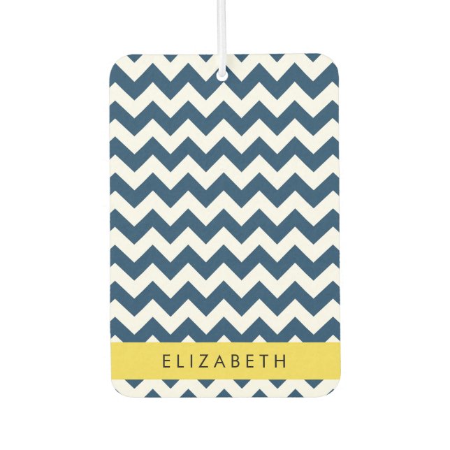Blue Zigzag, Navy Blue Zickzack, Ihr Name Autolufterfrischer (Vorderseite)