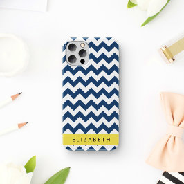 Blue Zigzag, Navy Blue Zickzack, Ihr Name Case-Mate iPhone Hülle