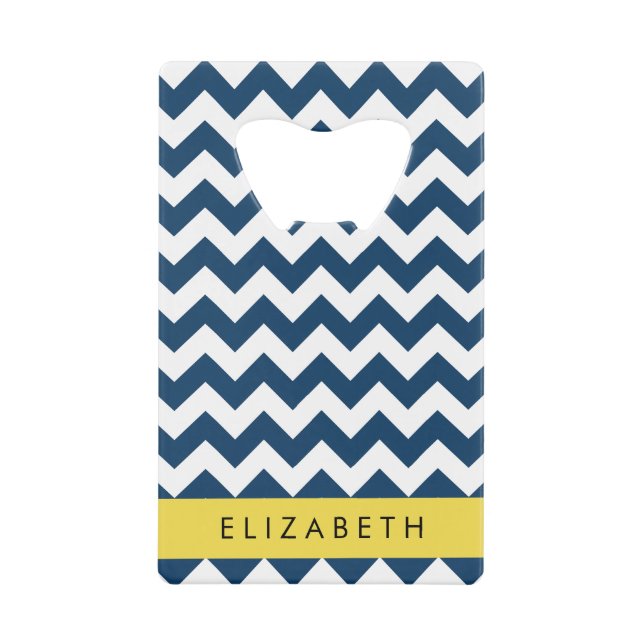 Blue Zigzag, Navy Blue Zickzack, Ihr Name Geldbeutel Flaschenöffner (Vorderseite)