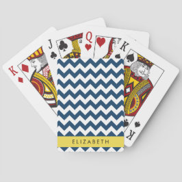 Blue Zigzag, Navy Blue Zickzack, Ihr Name Spielkarten