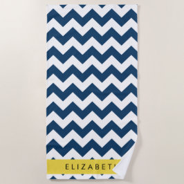 Blue Zigzag, Navy Blue Zickzack, Ihr Name Strandtuch