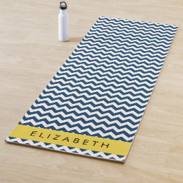 Blue Zigzag, Navy Blue Zickzack, Ihr Name Yogamatte