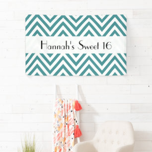Blue Zigzag, Zickzack, Zigzag Muster, Sweet 16 Banner