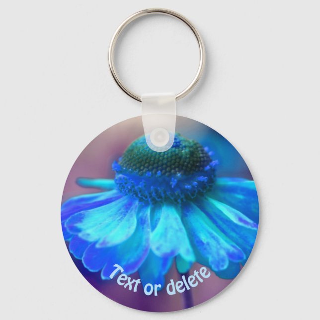 Blue Zinnia Blume Personalisiert Schlüsselanhänger (Vorderseite)